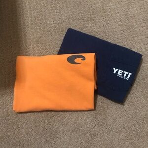 2️⃣ Tee Shirts - Orange Costa and Navy YETI Coolers - Size Large